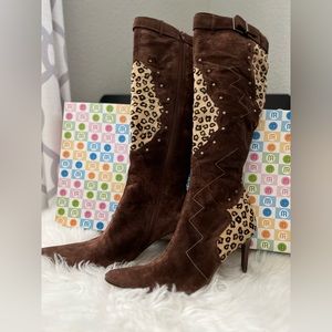 Michael Antonio Women’s Brown/Leopard Suede Boots